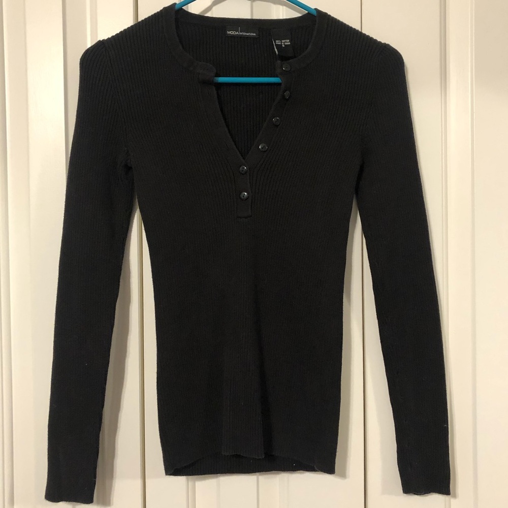 Moda International Black Henley